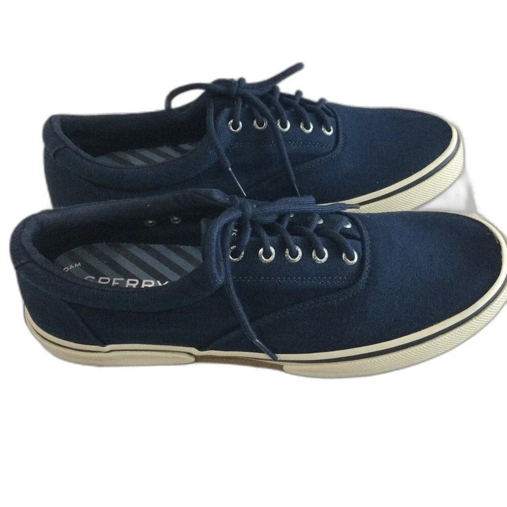 Sperry Top Siders Sneaker Shoes Men’s Size 11.5 Navy Blue Canvas Shoes STS21562